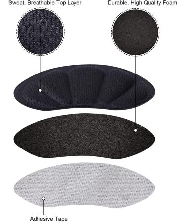 Soft Mesh Heel Grips Pads for Loose Shoes - 4 Pack (Black) - Buy Online on GoSupps.com