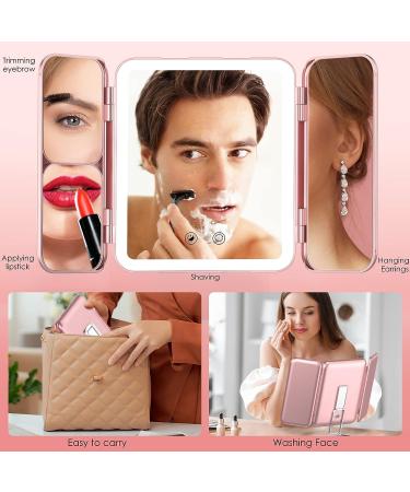 TOKSO Lighted Makeup Mirror - Rechargeable, 72 LED Lights, 1X 3X 10X Magnification, Touch Control, Trifold, Portable LED, Rosegold - Perfect Travel Vanity Mirror Gift - Buy Online on GoSupps.com