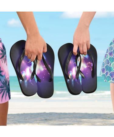 Mnsruu Unicorn Fire Starry Flip Flop Sandals - XXL Multicolored Slippers for Men & Women | Perfect for Hotel Spa Bedroom & Travel - Buy Online on GoSupps.com