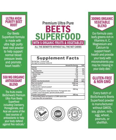 BioSchwartz Beets Superfood 5.8 oz - Organic Beet Powder for Energy & Wellness - Buy Online on GoSupps.com