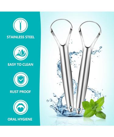 EZ Cozy 2 Pack Tongue Scraper - Stainless Steel Oral Care Tool for Fresher Breath | Easy-to-Use Metal Tongue Cleaner with Case - Buy Online on GoSupps.com