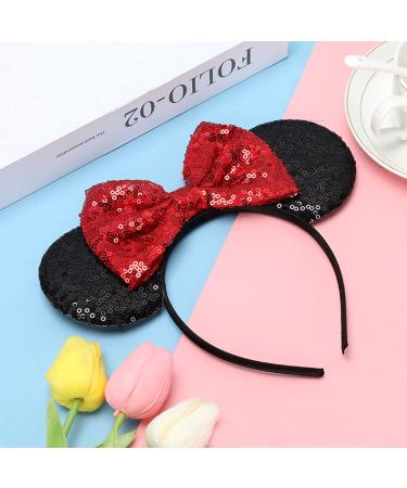 Shiny Sequin Mouse Ears Headband for Women, Girls & Kids - Black Red Glitter Hair Accessories for Princess Parties, Cosplay & Holidays - Cute 1 Pc - Buy Online on GoSupps.com