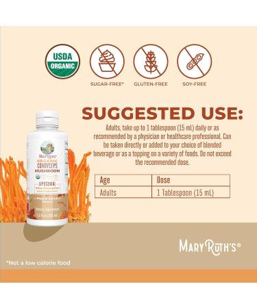 MaryRuth Organics Cordyceps Mushroom Supplement | Ultra Absorption Liposomal | Full Spectrum Mushroom | 200mg Beta-Glucans Per Serving | USDA Organic | Vegan | 7.6 oz | 15 Servings - Buy Online on GoSupps.com