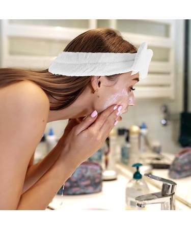 Spa Bowknot Headband for Women - Elastic Coral Fleece Makeup Hair Bands | Wide-Clamp Cosmetic Headband for Shower & Skincare (White) - Buy Online on GoSupps.com