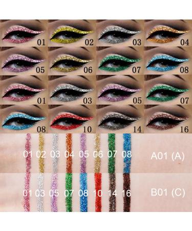 8 Colors Liquid Glitter Eyeliner Set - Sparkly Makeup in Light Purple, Silver White, Blue Purple, Green, Sky Blue, Big Red, Star Gray, Coffee Golden - Colorful Shimmer Eyeliner Kit - Buy Online on GoSupps.com