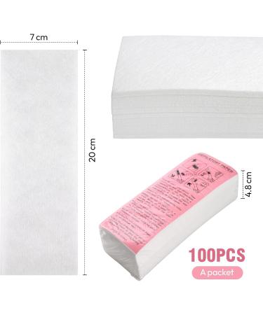 GEN'C B AUTY 100PCS Wax Strips Non-Woven Wax Strips for Facial and Body Professional Arms Legs Lip Eyebrow Hair Removal wax strips (8'' x 2.75''). 100pcs White - Buy Online on GoSupps.com