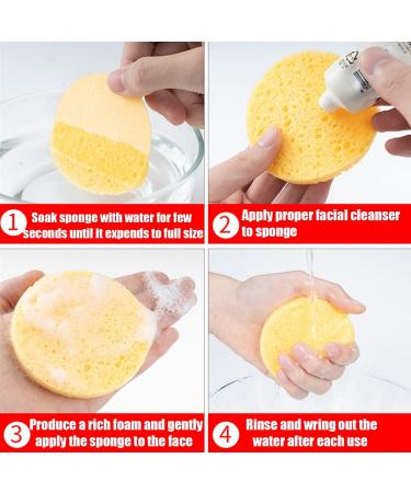 60 Count Compressed Facial Sponges 2.5Inch Yellow Wash Face Sponge Natural Wood Pulp Cotton Facial Washing Sponge Cleansing for Makeup Removal - Buy Online on GoSupps.com