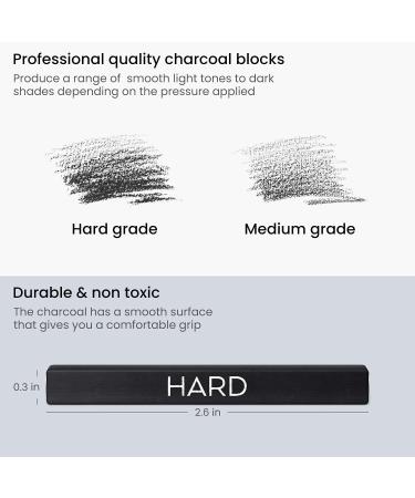 ARTEZA Compressed Charcoal Sticks Set - 16 Medium and Hard Grade Sketching Crayons for Drawing and Shading - Buy Online on GoSupps.com