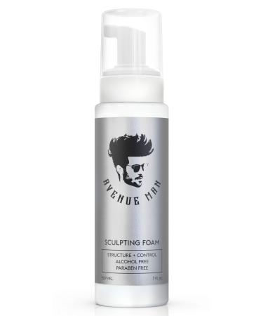 Sculpting Foam for Men (7oz) - Firm Hold Volumizing Hair Mousse with Certified Organic Extracts - by Avenue Man Styling Hair Products - Alcohol and Paraben-Free Hair Volumizer - Made in the USA (7.0 oz) Sculpting Foam 7.0 Oz