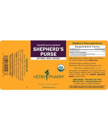 Herb Pharm Certified Organic Shepherd's Purse Liquid Extract - 4 Ounce - Buy Online on GoSupps.com