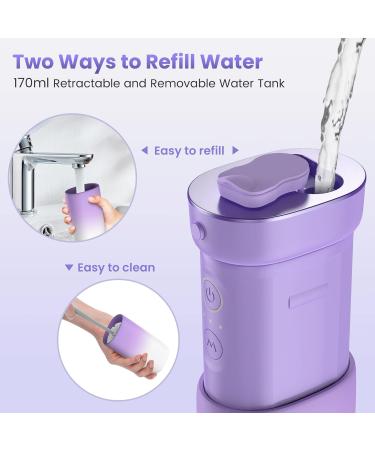Portable Water Flosser Kit | Cordless Rechargeable Mini Oral Irrigator with DIY Mode | 5 Jet Tips | IPX7 Waterproof | for Travel and Home - Mini Purple - Buy Online on GoSupps.com