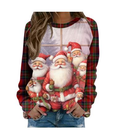 Women's Christmas Sweatshirts Cute Snowman Penguin Print O-Neck Raglan Top Shirt Pullover Comfy Warm Xmas Jumper Winter Long Sleeve Tops Loose Tunic Top Sweaters Beige XXL