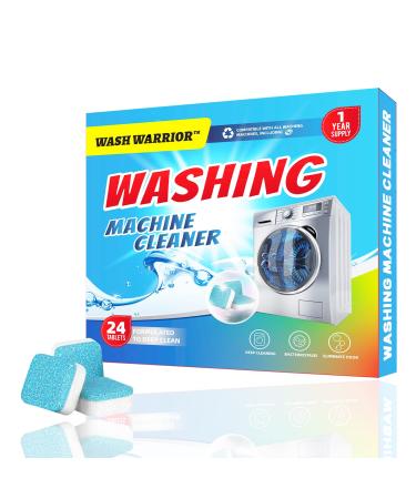 Wash Warrior Washing Machine Cleaner, Washer Machine Cleaner, Washing Machine Deep Cleaning Tablets, for All Machines Including He, Freshen Your Washing Machine. 24Tablets. Blue
