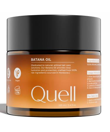 Quell Batana Oil for Hair Growth Dr. Sebi 100ml Honduras Raw Batana Oil for Skin and Hair Vitamin Packed Hair Oil for Damaged Hair Smooth Texture Encourages New Growth - For All Hair Types Unscented 3.4 Fl Oz (Pack of 1)