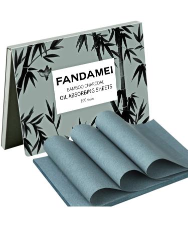 FANDAMEI 100 Counts Oil Blotting Sheets Blotting Paper for Oily Skin Oil Control Film Oil Absorbing Sheets Oil Absorbing Tissues Bamboo Charcoal 100 Count (Pack of 1)