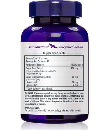 (8 Pack) Esmond Natural: Grapeseed Extract (Helps Maintain Antioxidant Health) GMP Natural Product Assn Certified Made in USA - 400mg 480 Capsules - Buy Online on GoSupps.com