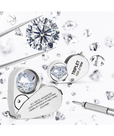 Wanapure Metal Jewelry Loop Magnifier with LED Light - 10x & 40x Pocket Illuminated Magnifying Glass for Gems, Rocks - Includes Drawstring Bag and Adjustable Lanyard - Buy Online on GoSupps.com