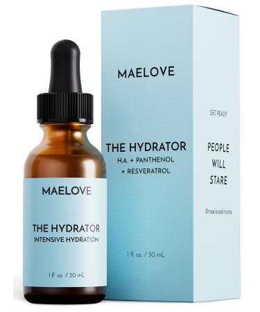 MAELOVE Hydrator Hyaluronic Acid B5 Serum with Resveratrol for Instantly Dewy Glow Fills Fine Lines Lightweight and Non Greasy 1.0 fl oz