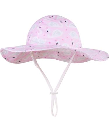 LANGZHEN Beach Sun Protection Hat for Baby Girls | Adjustable Toddler Kids Hat with Chin Strap | Swans-Pale | 1-2 Years - Buy Online on GoSupps.com
