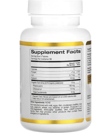 California Gold Nutrition Organic Spirulina 500mg 240 Tablets - Vegan, Gluten Free, Non-GMO Superfood Supplement with Antioxidants - Buy Online on GoSupps.com