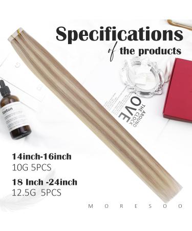 Moresoo Virgin Tape-In Extensions - Real Remy Hair #P18/613 5 Pieces 50 cm Invisible Adhesive Tapes - Buy Online on GoSupps.com