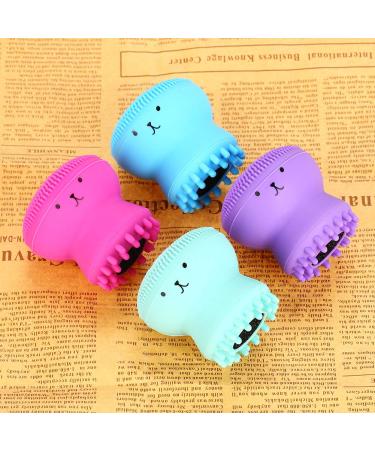Cute Silicone Facial Brush 3-in-1 | Small Facial Cleaning Brush for Kids | Deep Peeling Skin Care Tool (Purple) - Buy Online on GoSupps.com
