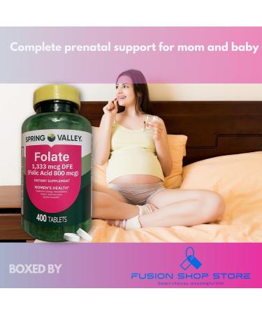 Prenatal Vitamins- Folate Acid Methyl 1 333 mcg Prenatal 400 Tablets (Pack of 1) Boxed by Fusion Shop Store - Buy Online on GoSupps.com