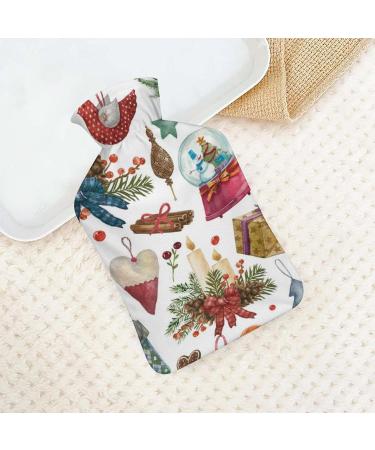 Christmas Hot Water Bottle with Plush Cover - Hand Warmer for Adults & Children | 26.5x15.3cm - Buy Online on GoSupps.com