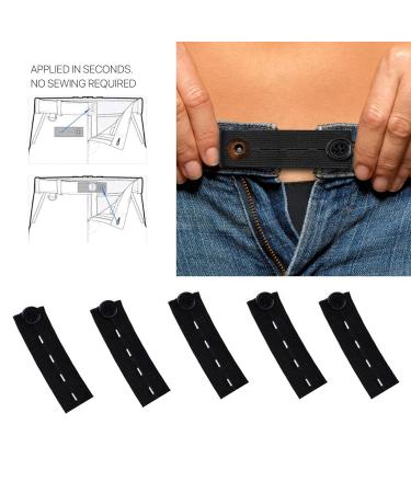 5PCS Adjustable Waist Extender Button Extenders - Black Elastic Waist Extension for Trousers, Pants, Shorts - Buy Online on GoSupps.com