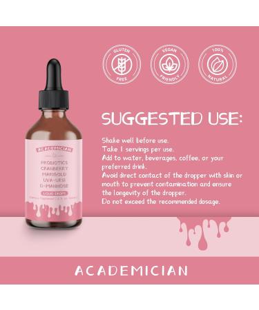 ACADEMICIAN Cranberry Extract Liquid Probiotic with UVA Ursi Tincture D Mannose Liquid - 60ml - Buy Online on GoSupps.com