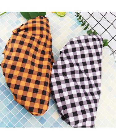Kaiersi Large Waterproof Shower Cap for Men - Reusable & Adjustable - Ideal for Braids, Locs, and Dreadlocks - 2 Plaid Colors - Buy Online on GoSupps.com