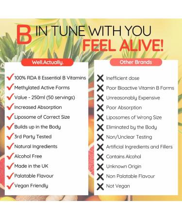 Well Actually Liposomal Vitamin B Complex High Strength and Bioavailability8 Essential B Vitamins Complex for Energy 50 Servings - Buy Online on GoSupps.com