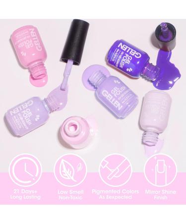 Gellen Gel Nail Polish Kit - 25 Vibrant Colors Top & Base Coat Pastel Tones for Stunning Nail Art - Perfect Home Gel Manicure Set - Buy Online on GoSupps.com