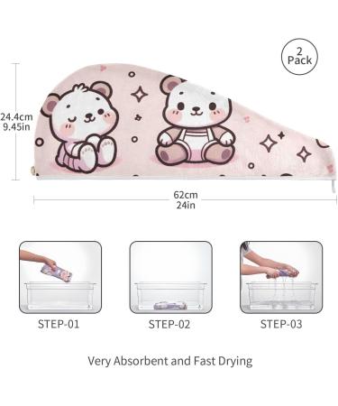 Buy Cartoon Lazy Bear Hair Towel 2 Pack - Super Absorbent Quick Dry Hair Turbans for Women & Girls - Buy Online on GoSupps.com