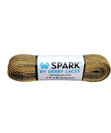 Gold and Black Stripe Spark Metallic Shoelace for Shoes, Skates, Boots, Roller Derby, Hockey and Ice Skates 72 Inch / 183 cm