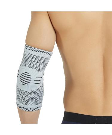 Neotech Care Elbow Support Sleeve - Bamboo Fiber 3D Weaving Knitted Fabric - Elastic & Breathable - For Golf Tennis Sports - Right or Left Arm - Grey Colour (Size S 1 Unit) S 1 - Buy Online on GoSupps.com