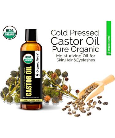 Organic Netra Castor Oil for Skin and Hair Softening Smoothening & Moisturizing Skin Hair and Eyelashes Repairs Splitends and Reduces Dandruff 250ml - Buy Online on GoSupps.com
