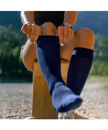 Silverline Compression Travel Socks for Men & Women - Supportive Knee Socks for Airplane - Size 38-40 - Blue - Buy Online on GoSupps.com