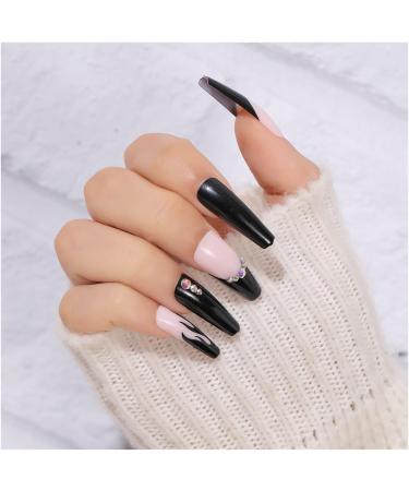 Nail art patches beautiful and fashionable nail patches finger decorations beauty decoration supplies black flame manicure nail patches wearable fake nails 24 pieces of jelly glue nail art patch Zs7012 - Buy Online on GoSupps.com