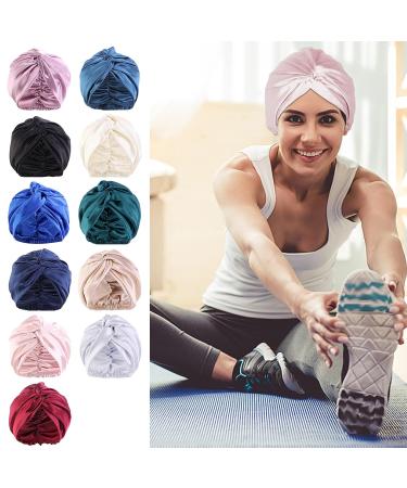 100% Mulberry Silk Night Hat for Women | Adjustable Double Layer Sleeping Cap & Hair Care Bonnet - Burgundy Red - Buy Online on GoSupps.com