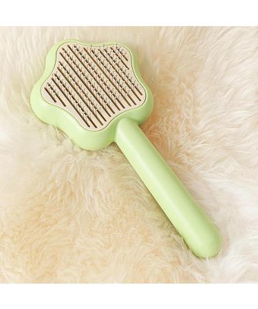 Self-Cleaning Cat Brush with Unlocking Button - Compact Fur Care Brush for Dogs Cats & Rabbits - Efficient Hair Removal in Green - Buy Online on GoSupps.com