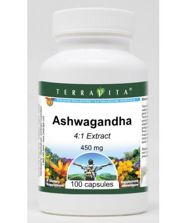 Ashwagandha 4:1 Extract - 450 mg (100 Capsules ZIN: 427749) - 2 Pack