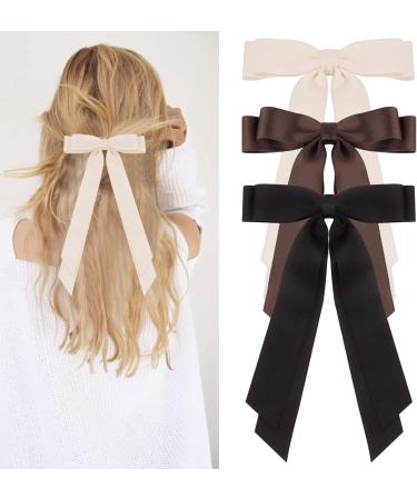 REYIN-CHHN Hair Bows for Women Hair Ribbons with Metal Alligator Clips Coquette Bows Preppy Teen Girl Gifts Trendy Stuff Cute Hair Accessories Aesthetic Things (black brown khaki) - Buy Online on GoSupps.com