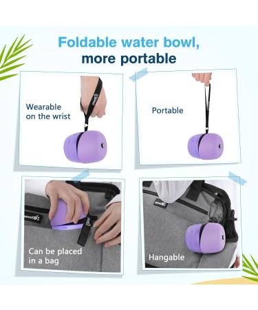 Pecute Dog Drinking Bottle - Portable Silicone Water Bottle with Foldable Bowl for On-the-Go Hydration | 350ml Purple - Buy Online on GoSupps.com