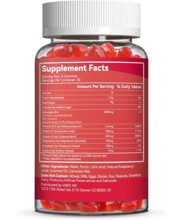 Ashwagandha Gummies 3000mg for Stress Relief Calm & Relaxation Support with Magnesium & Vitamin D Vegan Gluten-Free Natural Raspberry Flavor 60 Count 60 Count (Pack of 1) - Buy Online on GoSupps.com