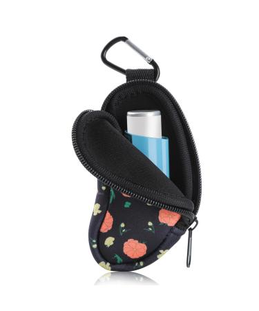 Koikyu Asthma Inhaler Holder Protect Portable Bag Carrying Holder Neoprene Travel Inhaler Mini Bag for L-Shaped Inhaler, Inhaler Not Included (Flower)