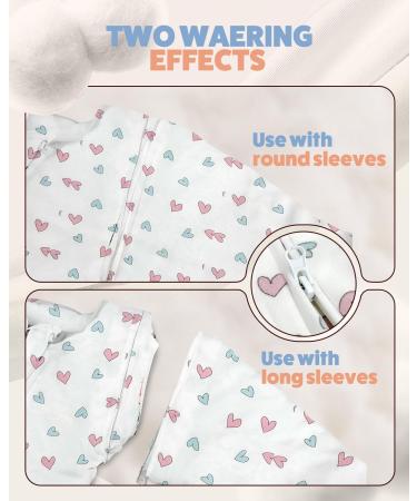 MOXTOYU 100% Cotton Baby Sleeping Bag 2.5 Tog with Detachable Sleeves and 2-way Zipper - Pink Love Design, Size L (12-18M) - Perfect Baby Gift and Essential for Newborns - Buy Online on GoSupps.com