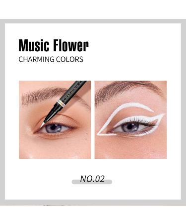 Music Flower Coloured Waterproof Liquid Eyeliner Pencil | Smudge-Proof & Flexible | Multiple Colour Options | Easy Control Pen | White - Buy Online on GoSupps.com
