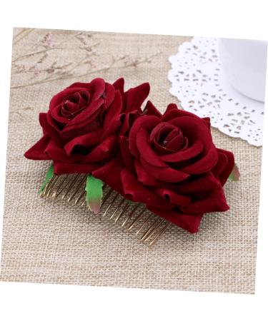FRCOLOR Hair Accessories Floral Hair Accessories Red Rose Garland Flamenco Dancer Hairstyles Burgundy Rose Petal Comb Bridal Hair Comb Crazy Floral Hair Comb Fork Comb Wreath Child Accessories Flowers - Buy Online on GoSupps.com