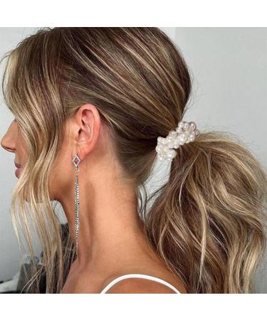 Brinie Pearl Hair Ties - White Elastic Scrunchies for Women and Girls (Pack of 3) - Buy Online on GoSupps.com